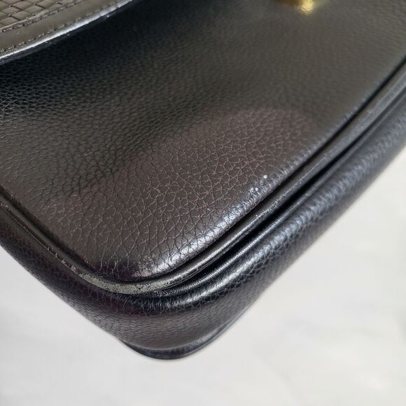 Vintage BALLY Black Woven & Pebbled Leather Shoulder Strap Clutch Bag 11… - Picture 10 of 12